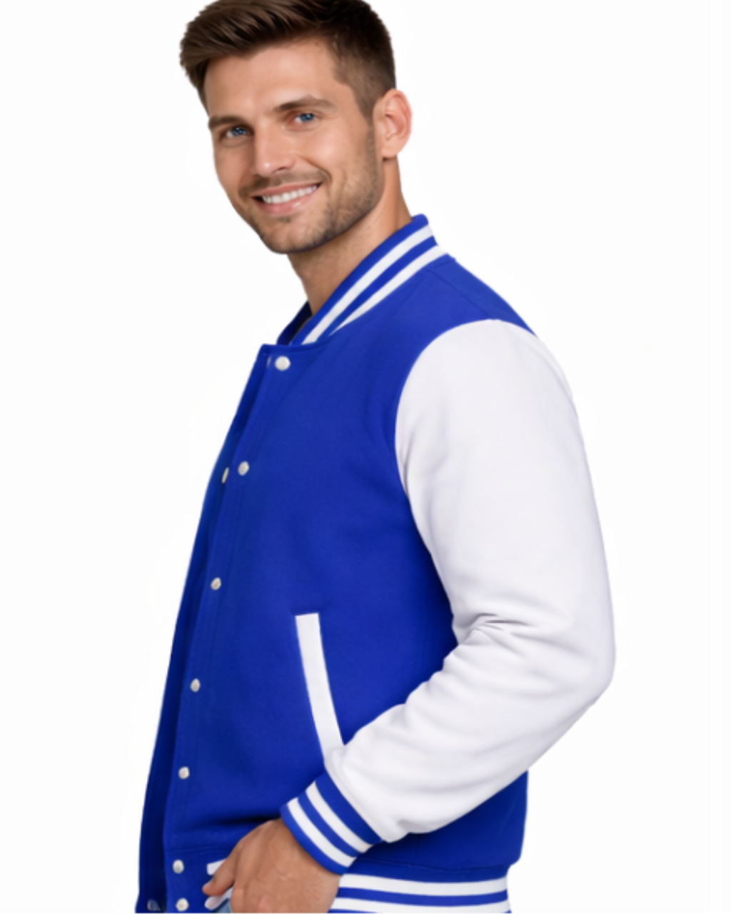 Blue Varsity Bomber Jacket–Men’s Letterman Jacket