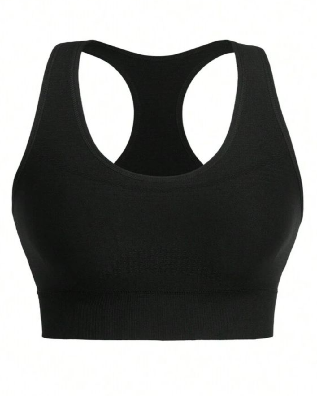 Black sports bra on a white background