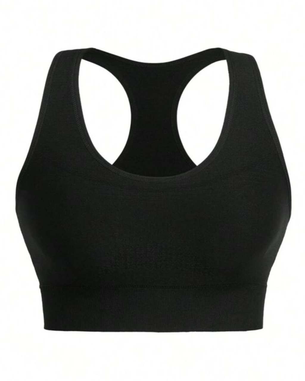Black sports bra on a white background