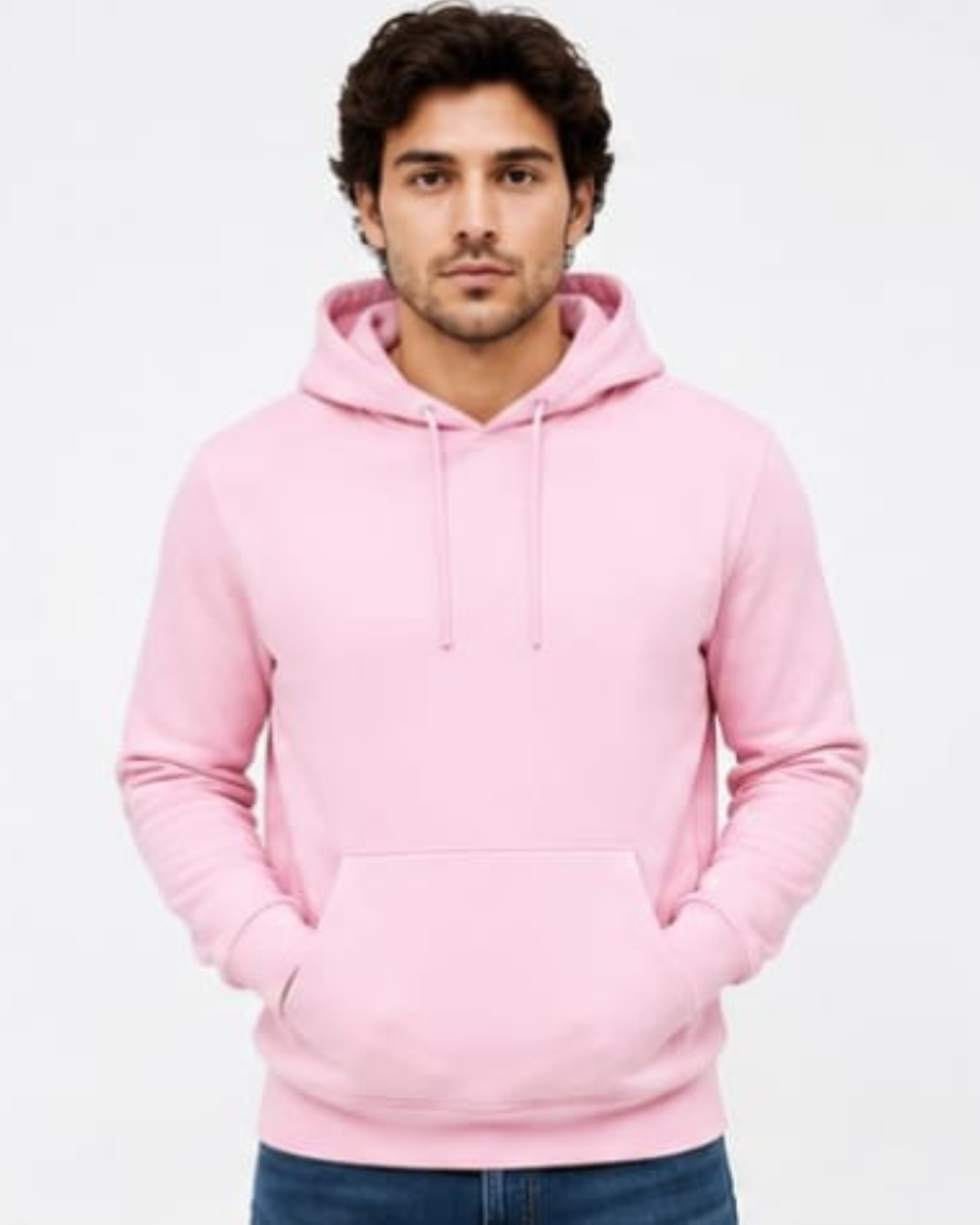 Men's Light Pink Hoodie – Casual Fleece Hooded Sweatshirt