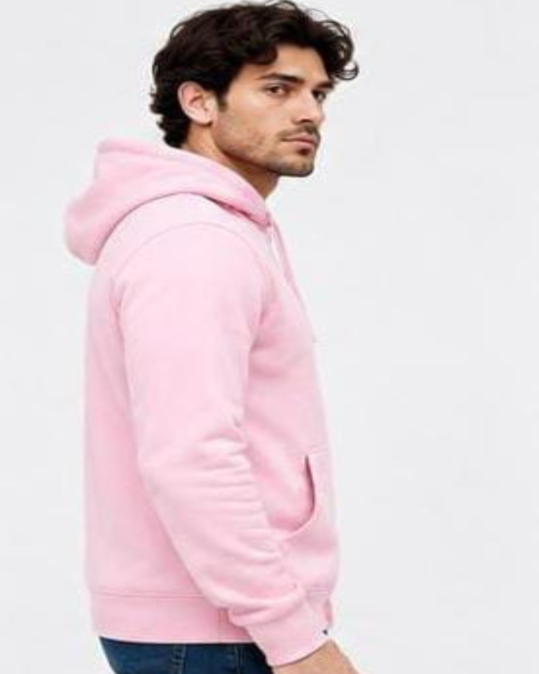 Men's Light Pink Hoodie – Casual Fleece Hooded Sweatshirt