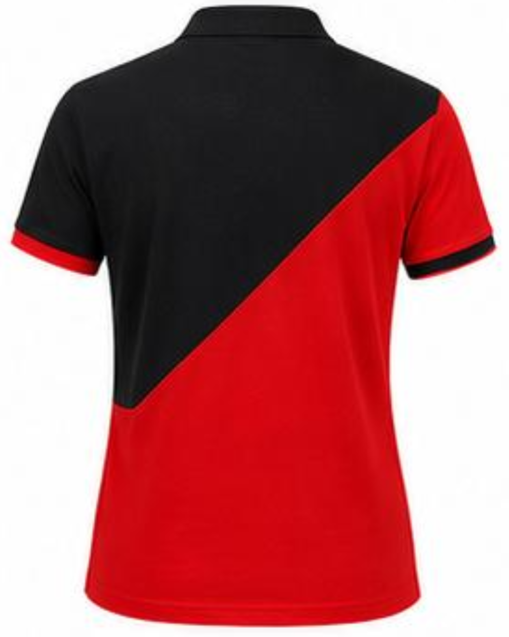 Black and red polo shirt on a white background
