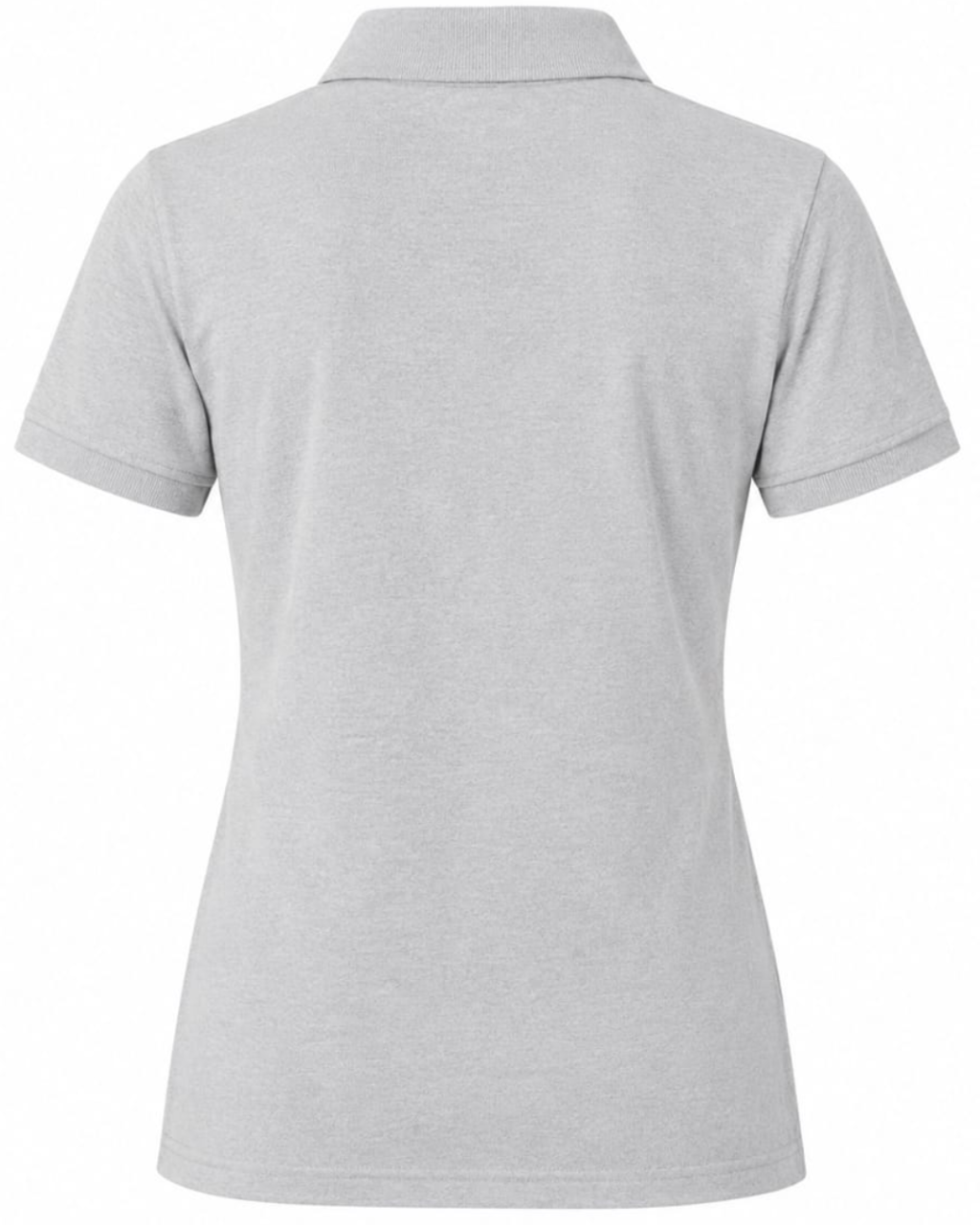 A light gray short-sleeve polo shirt shown from the back, displayed on a clean white background.