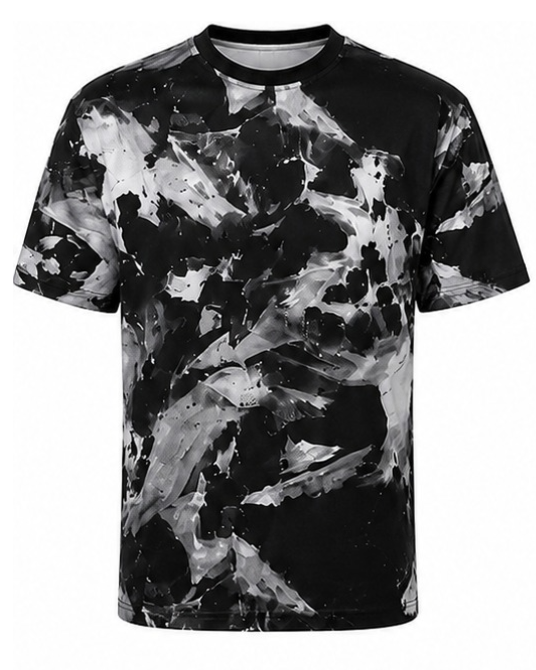 Women's Black & White Abstract Performance T-Shirt