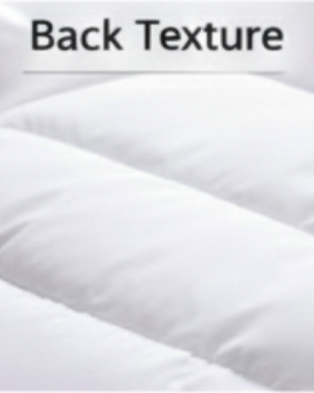 Close-up of a white pillow with 'Back Texture' text on a white background