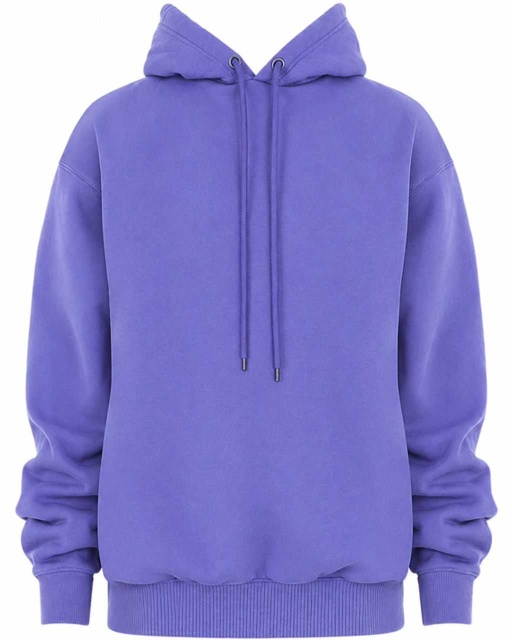 A solid purple pullover hoodie with matching drawstrings, shown against a plain white background.