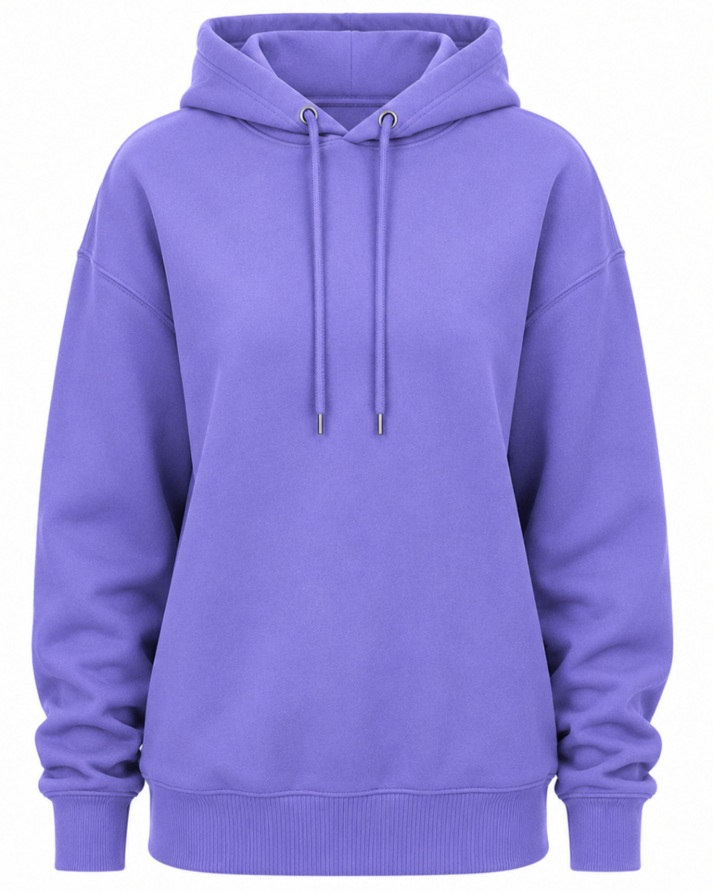 A solid purple pullover hoodie with matching drawstrings, shown against a plain white background.